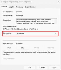 enable iphlpsvc